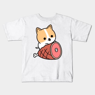 Corgi dreams of ham Kids T-Shirt